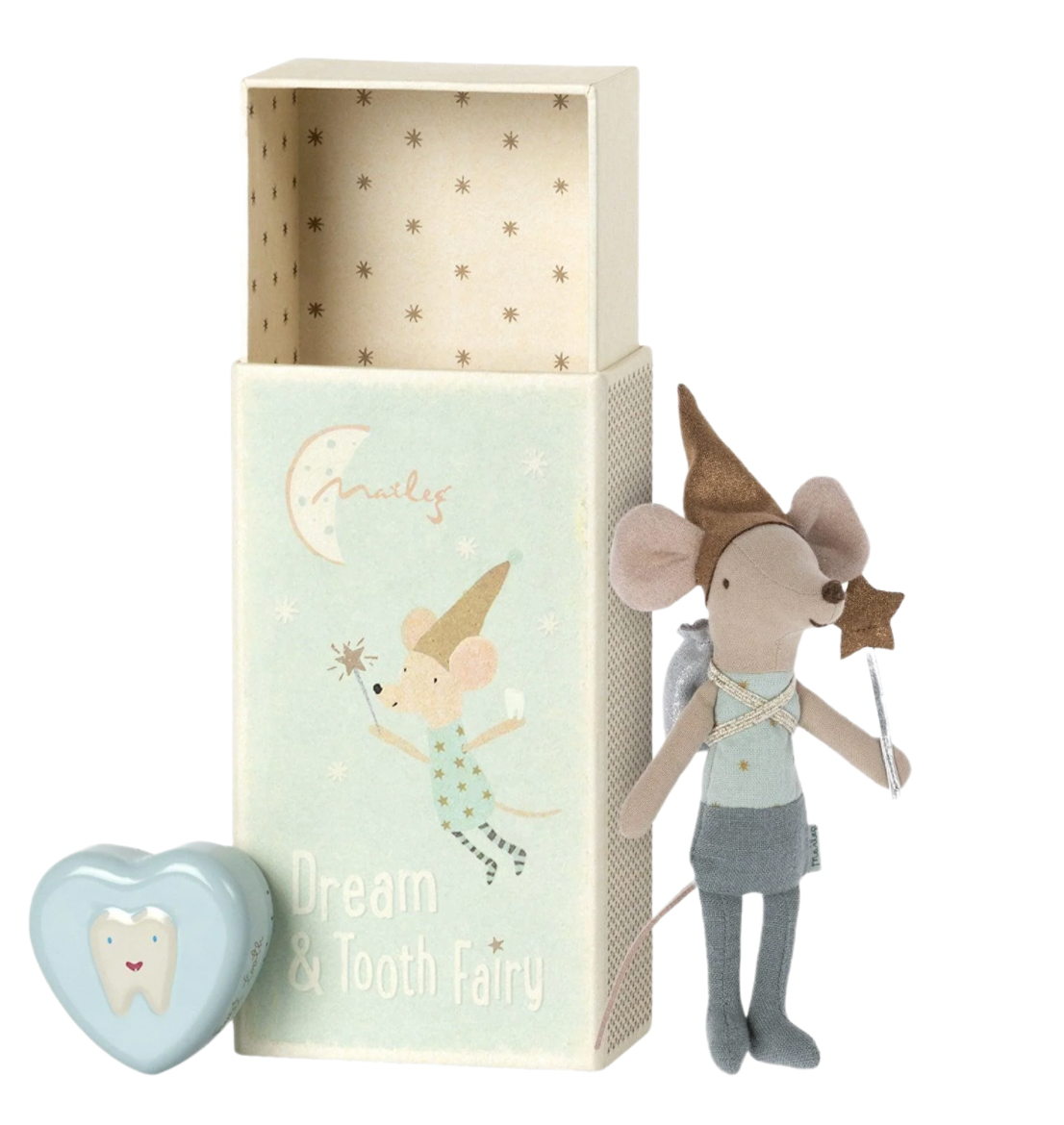 Maileg Tooth Fairy Mouse In Matchbox, Blue