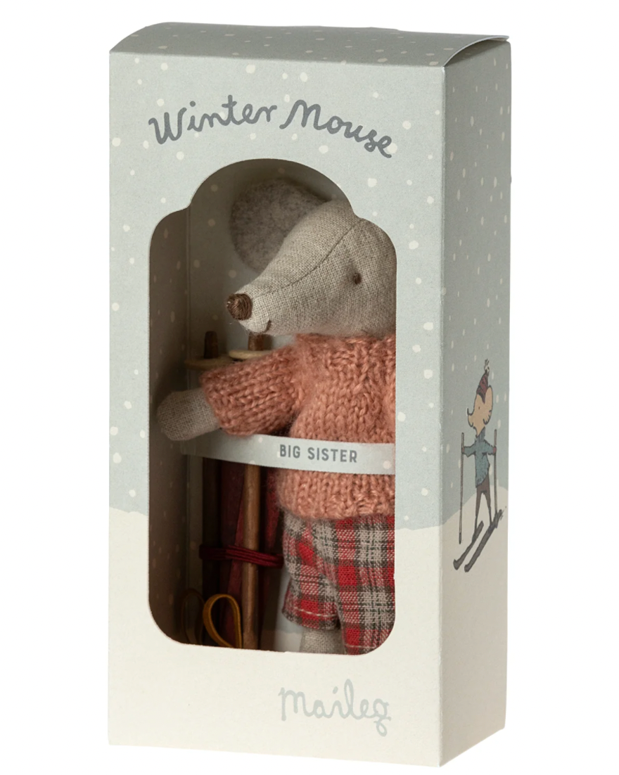 Maileg Winter Mouse With Ski Set, Big Sister