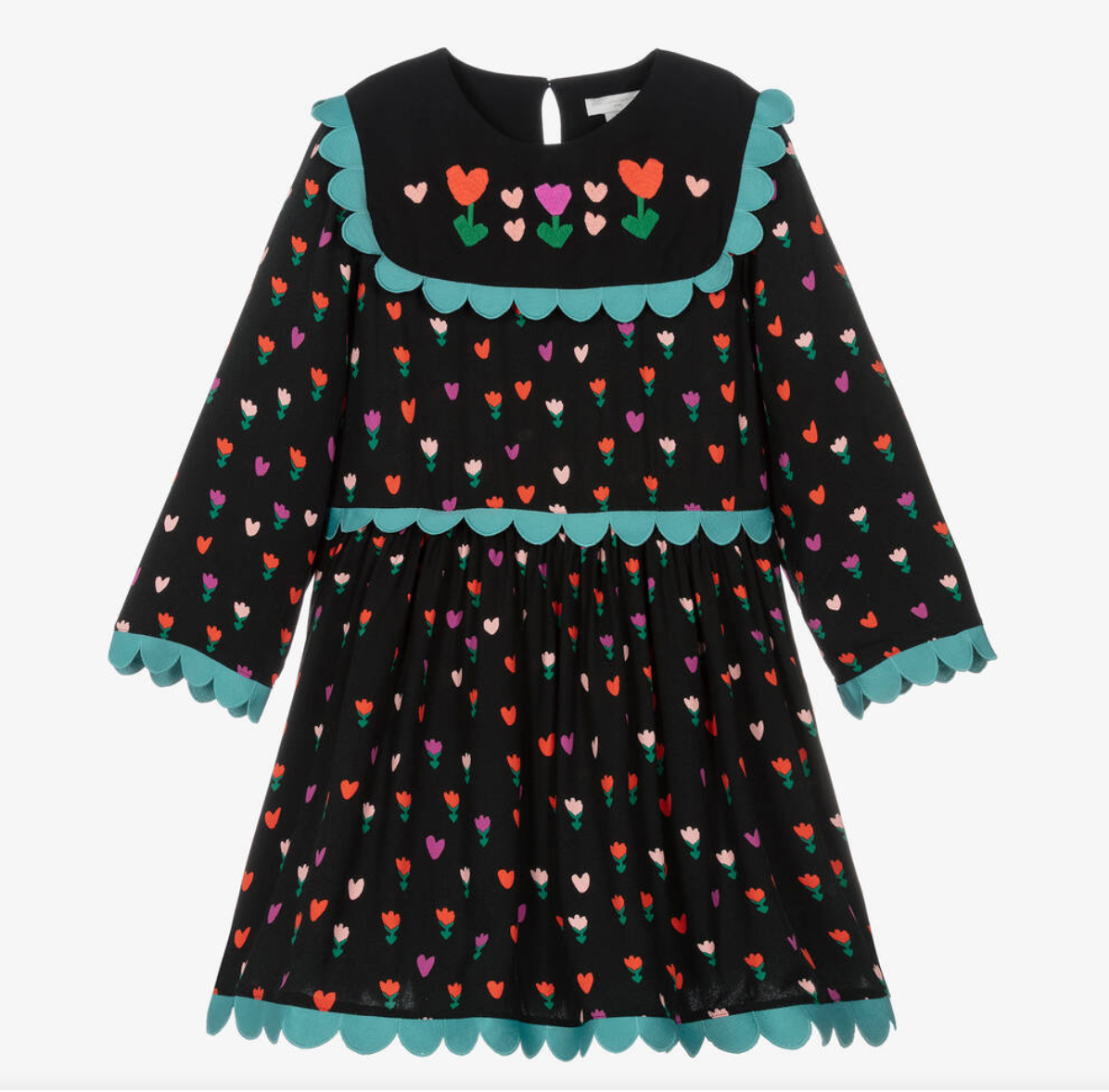 Stella Girl's Hearts Tulip Dress With Embro