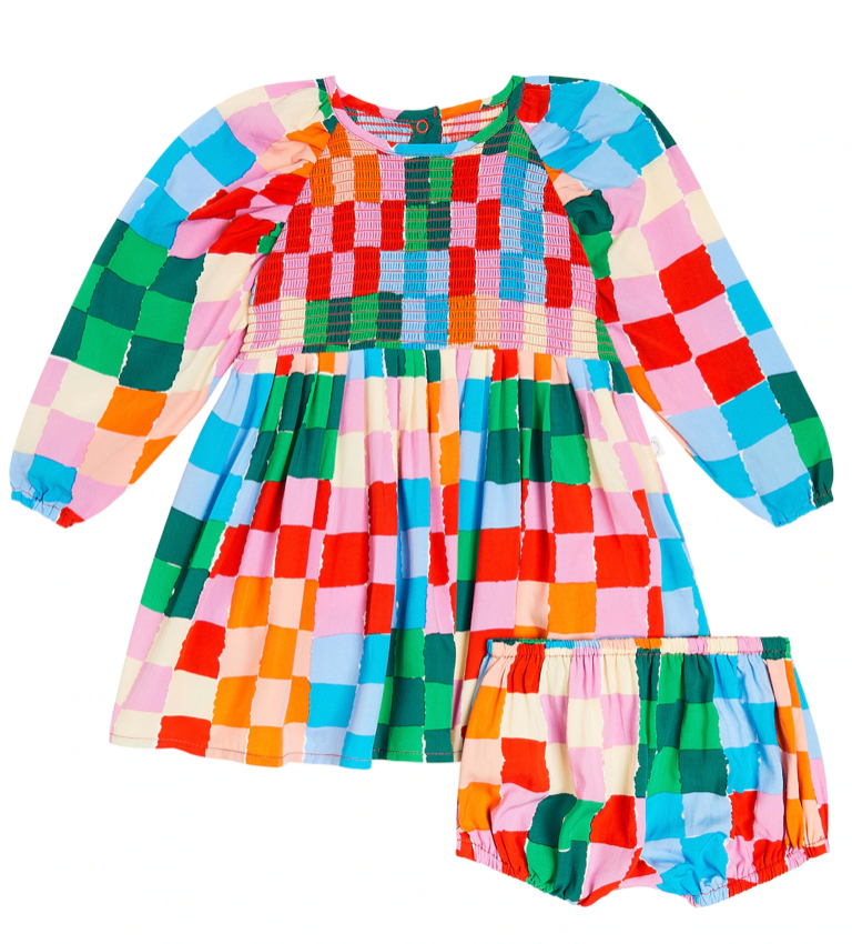 Stella Kids Baby Girl Multicolor Checks Dress