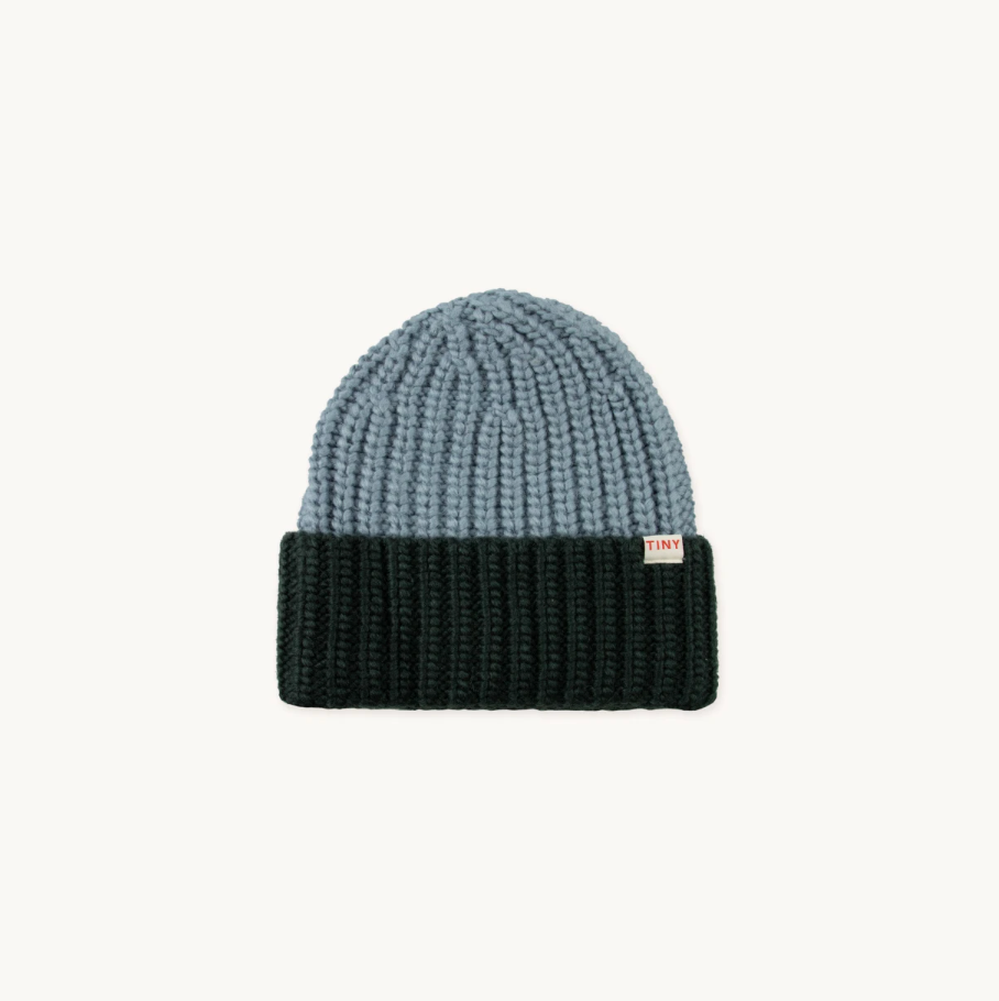 TinyCottons Color Block Beanie - Milky Blue/ Dark Green