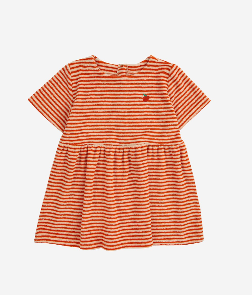 Bobo Choses Baby Orange Stripes Terry Dress