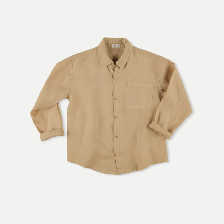 My Little Cozmo Linen Beige Button Down