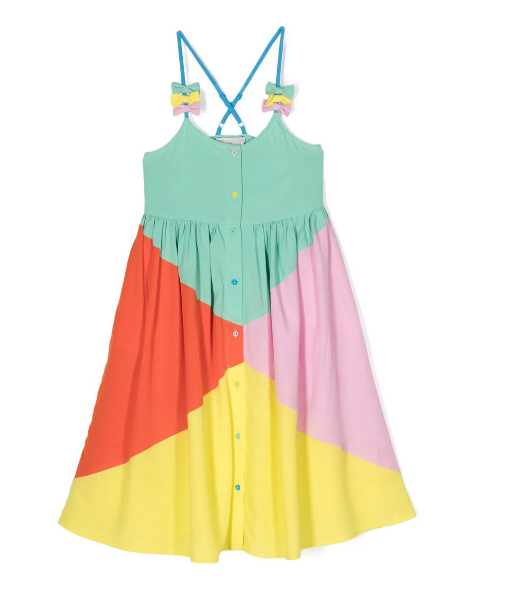 Stella Girl Colorblock Dress with Bow Detail