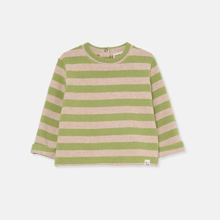 My Little Cozmo Wide Stripes Baby Sweater - Green Beige