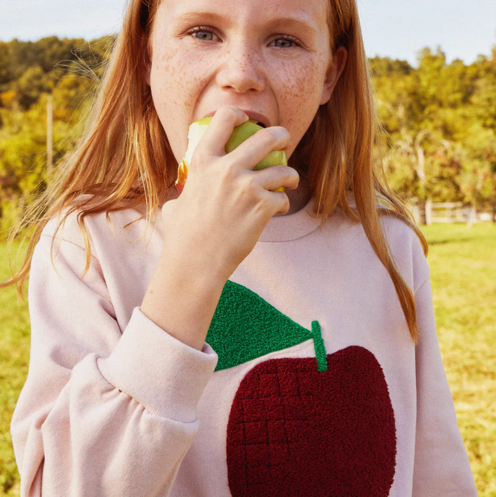 Mon Coeur Red Apple Kid Sweatshirt - Pink
