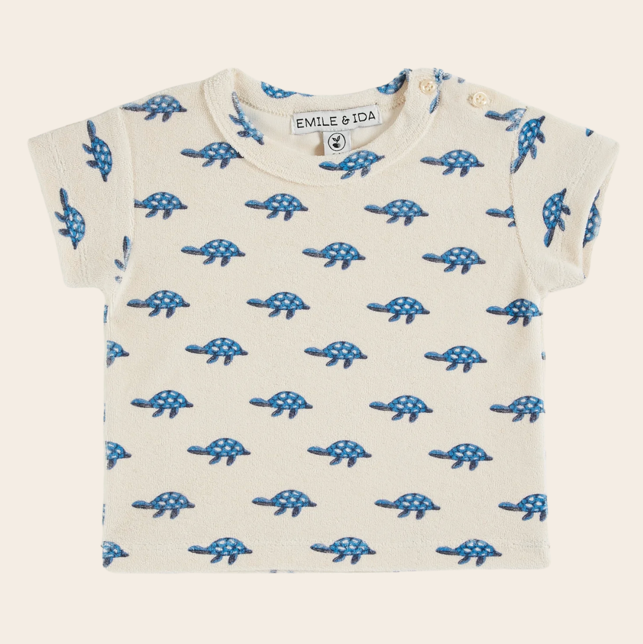 Emile Et Ida Ecru Terry Turtle T-Shirt