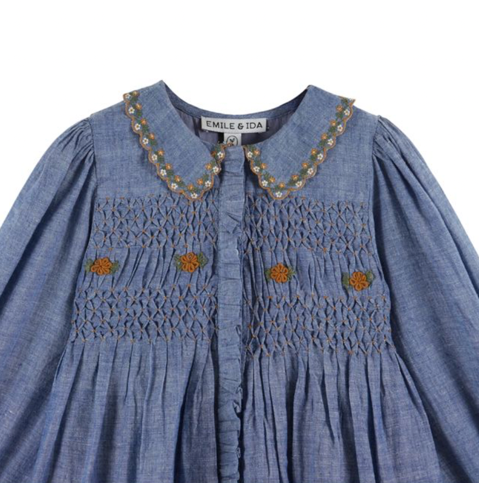 Emile Et Ida Robe Smockee - Chambray