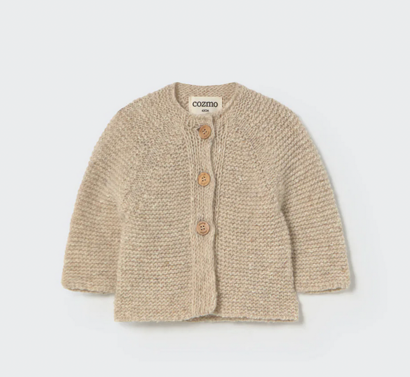 My Little Cozmo's Rio Cardigan - Stone Tweed