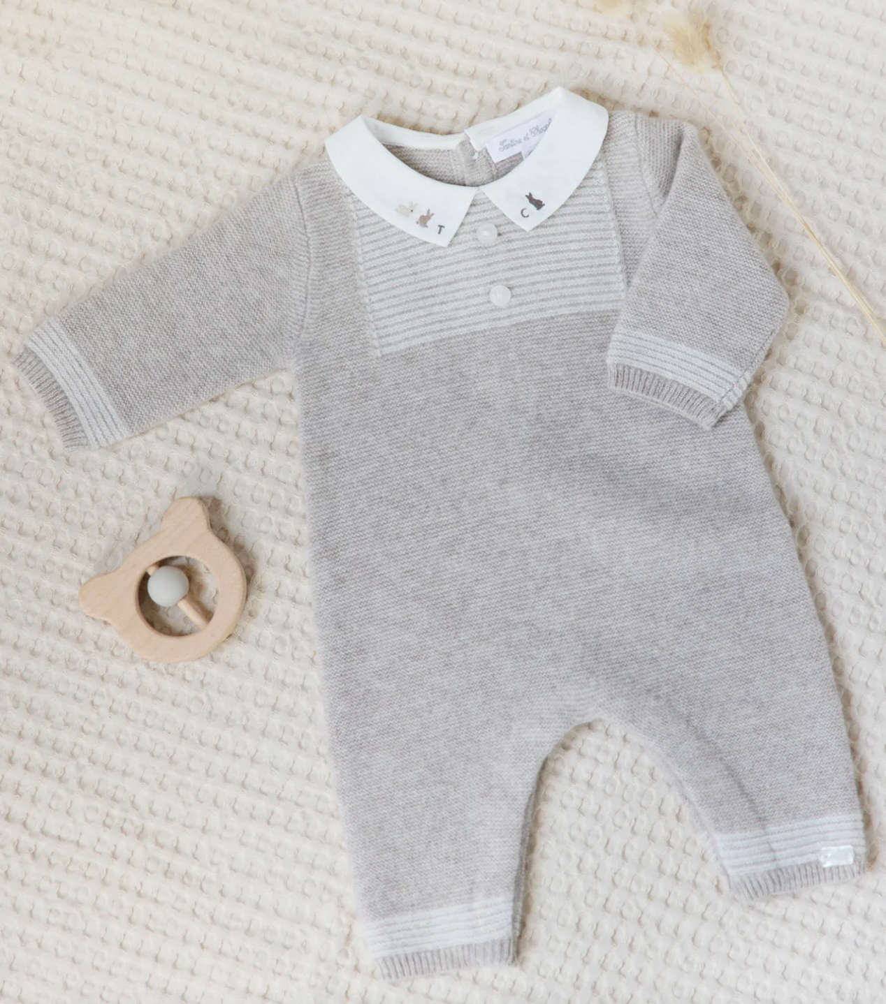 Tartine et Chocolat Wool & Cashmere Romper  - Dog Bunny
