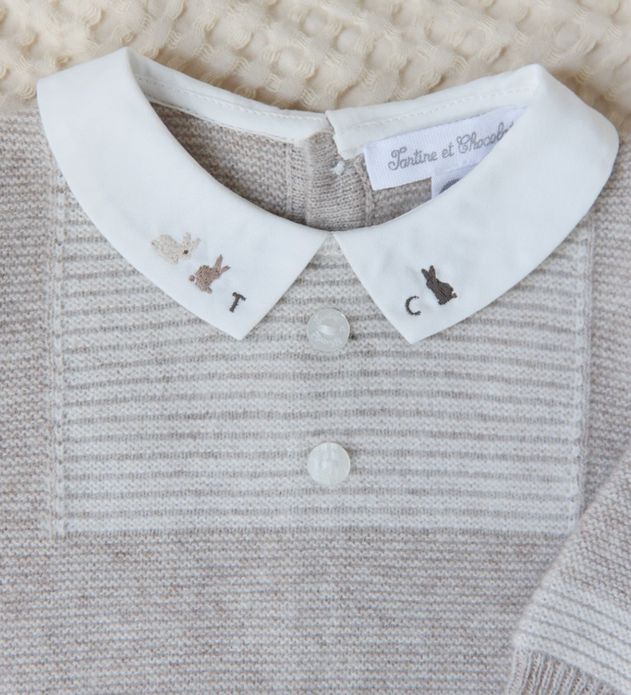 Tartine et Chocolat Wool & Cashmere Romper  - Dog Bunny
