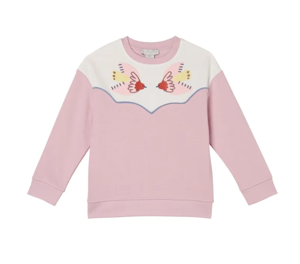 Stella Girl Sweatshirt with Bird Corduroy Patches