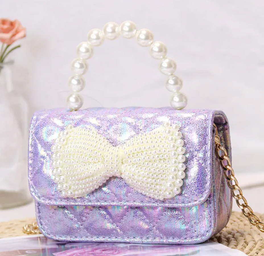 Pearl Bow Purse - Purple