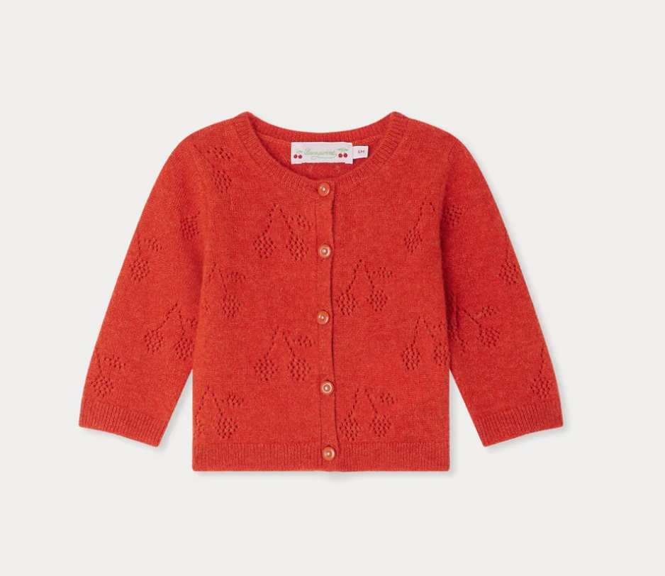 Bonpoint Red Cashmere Cardigan