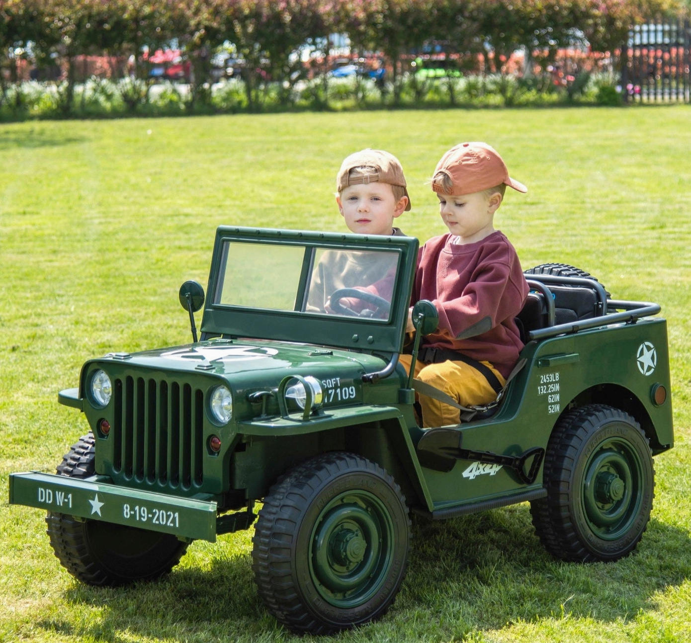 24V Military Willy Jeep 3 Seater Electric Ride On