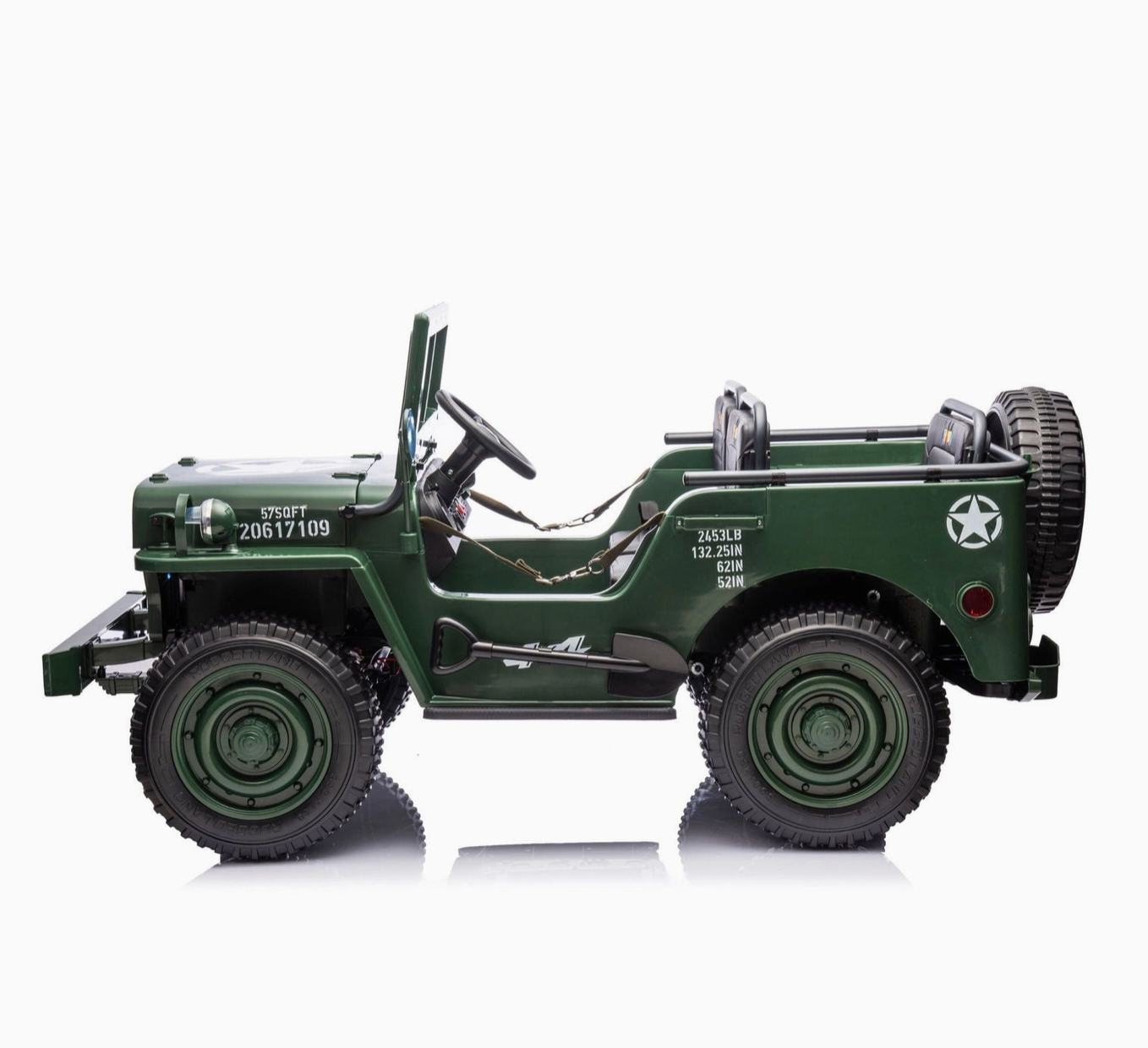 24V Military Willy Jeep 3 Seater Electric Ride On