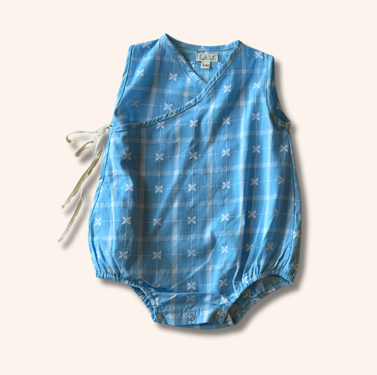 Lali Wrap Onesie in Vitage Blue Plaid
