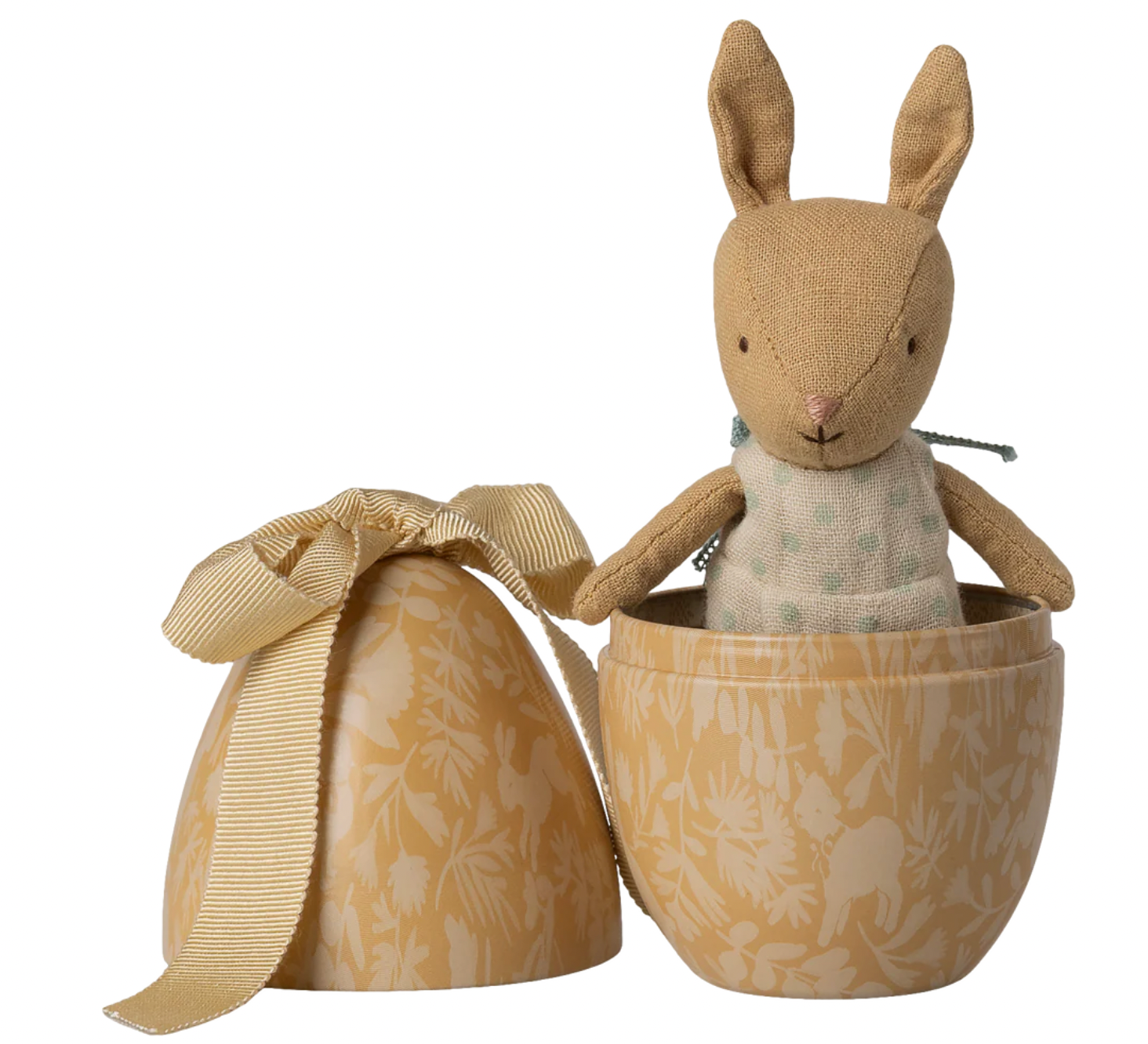 Maileg Easter Egg With Micro Rabbit - Cream Yellow