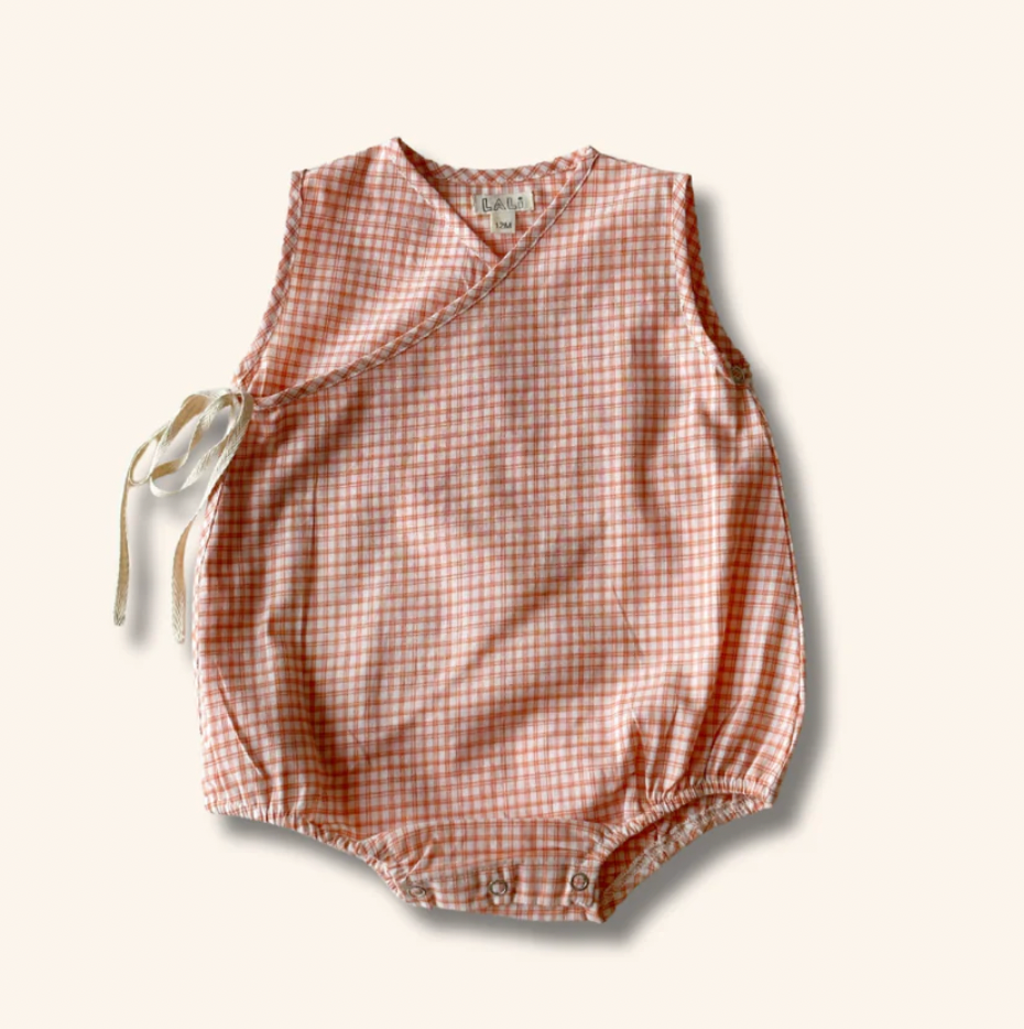 Lali Wrap Onesie  - Cantaloupe Chex