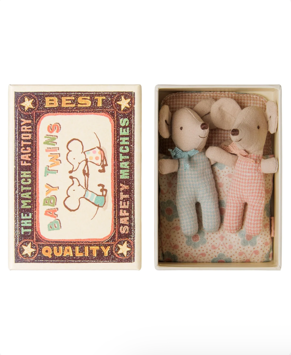 Twins Baby Mice in Matchbox - Checker
