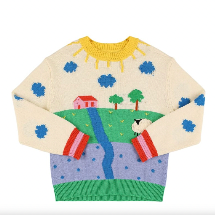 Stella Girl Sweater with Landscape Intarsia