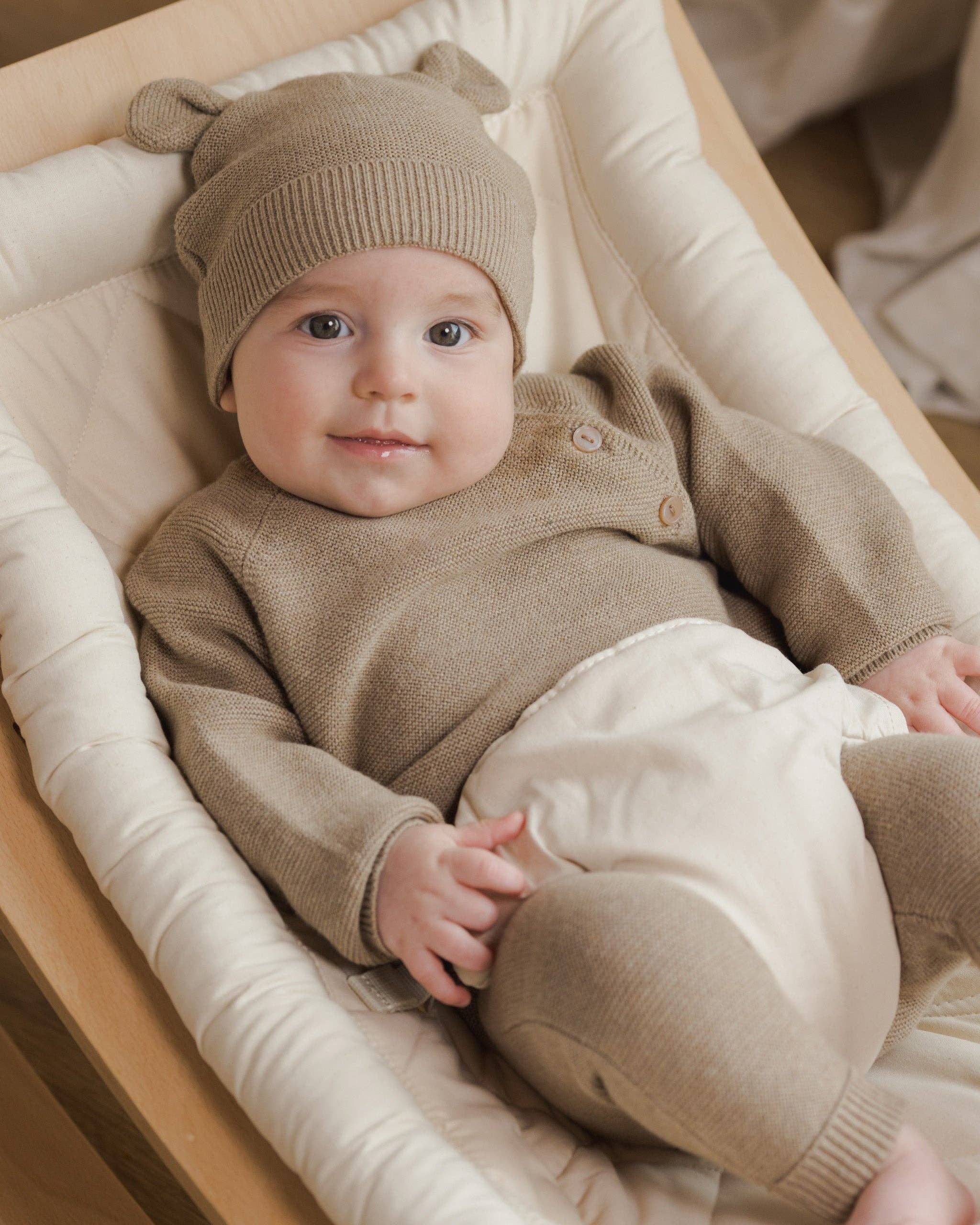 Baby Bear Beanie || Heathered Mocha