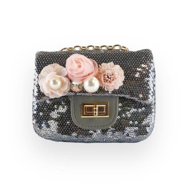 Floral Appliques Sequin Purse