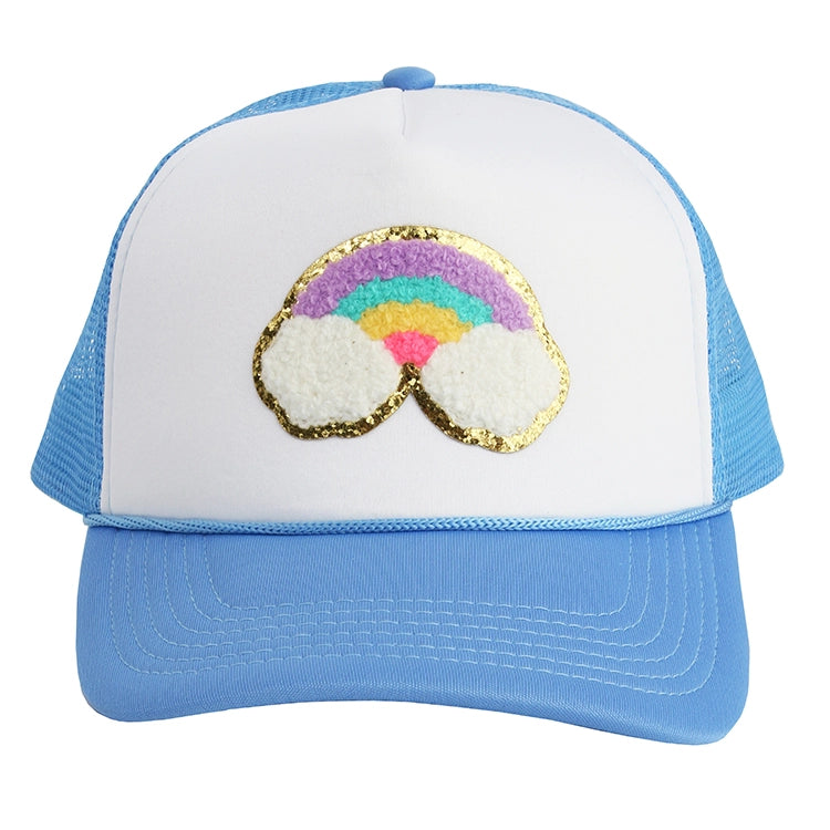 Sparkle Sisters Rainbow Patch Trucker Hat - Blue