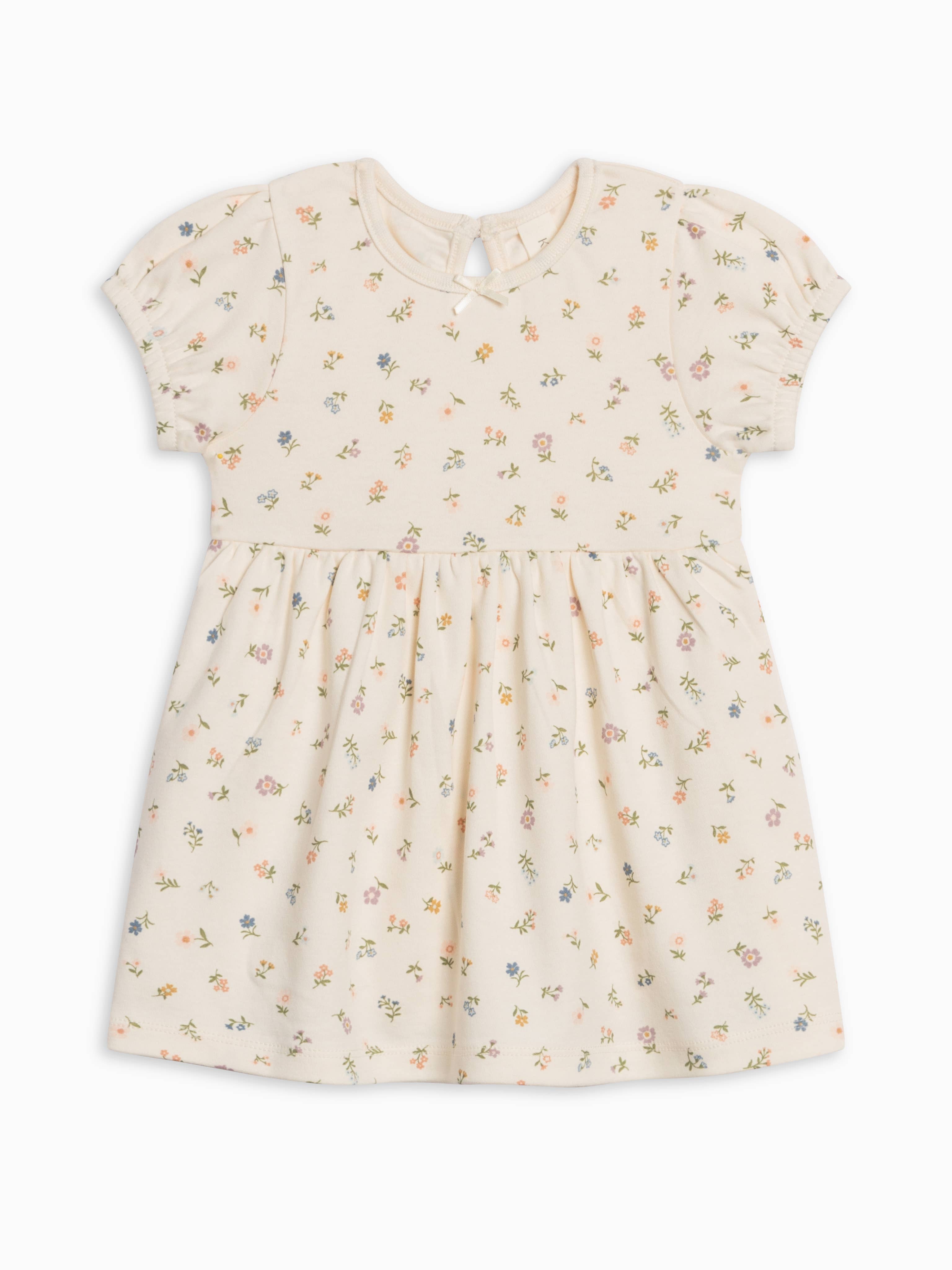 Rhoda Puff Sleeve Bodysuit Dress - Petaline Floral / Fog + Fern