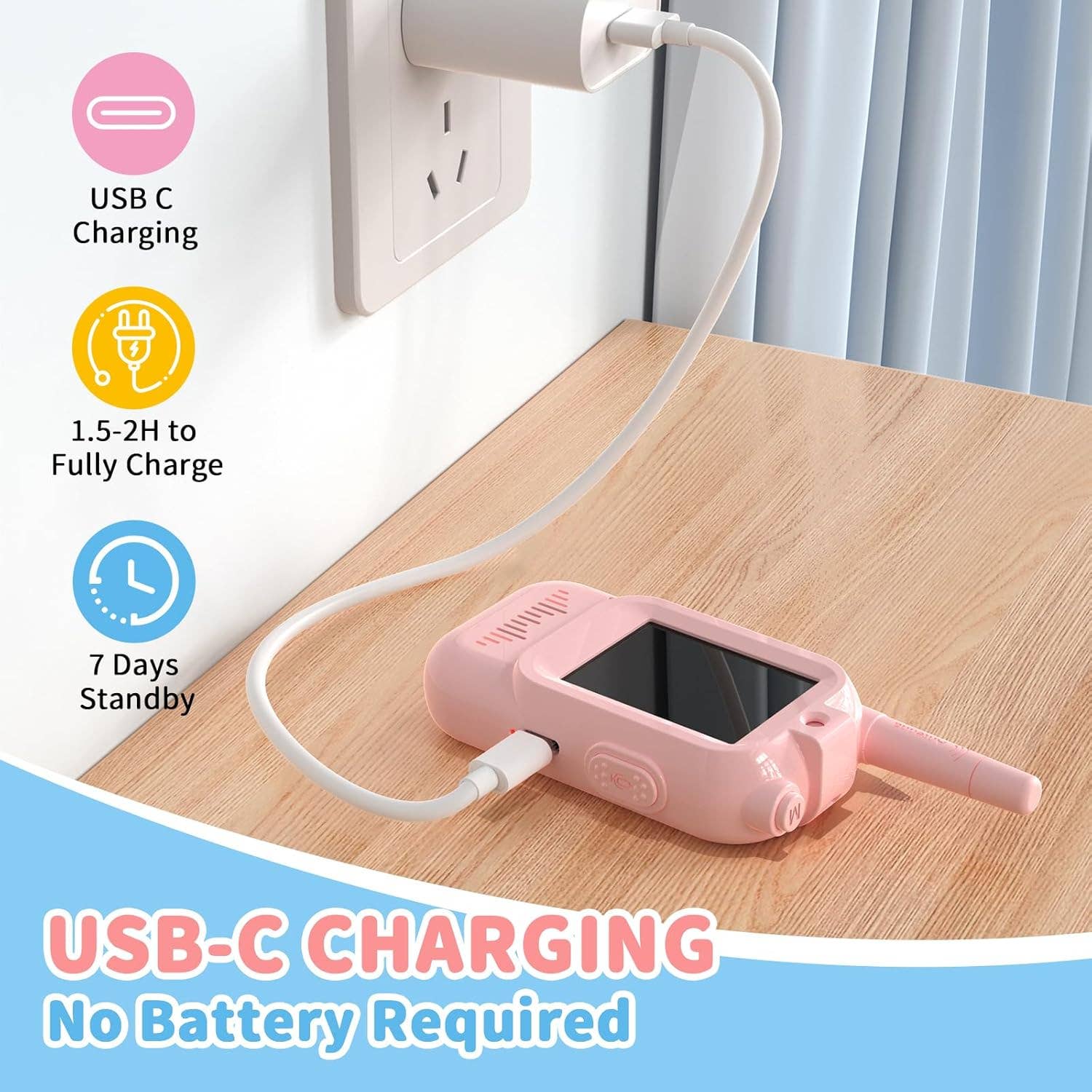 Kids Walkie Talkie Set with Long Range, Clear Sound, Flashli