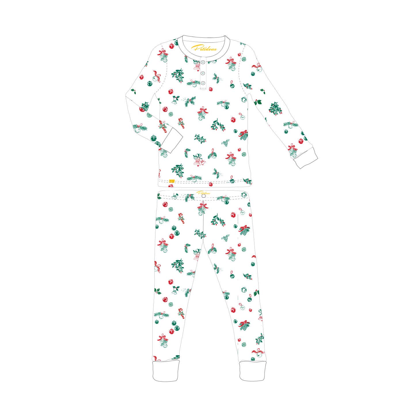 "Jingle Bells"  Christmas Holiday Kid pajamas  Pima cotton