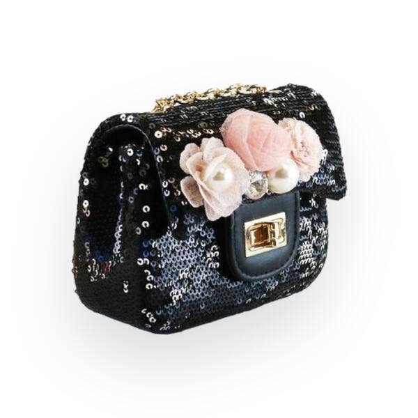 Floral Appliques Sequin Purse