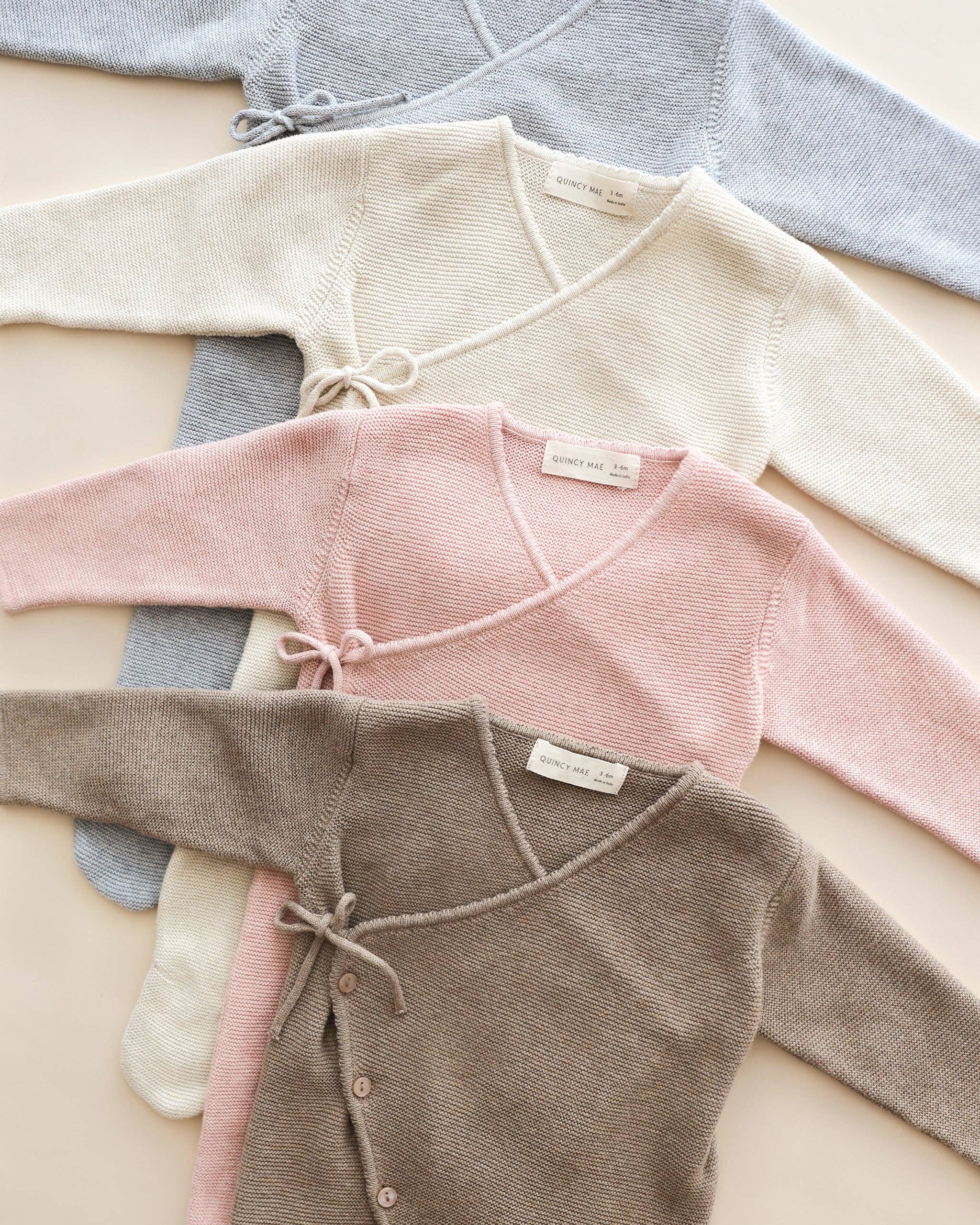 Wrap Knit Footie - Heathered Natural