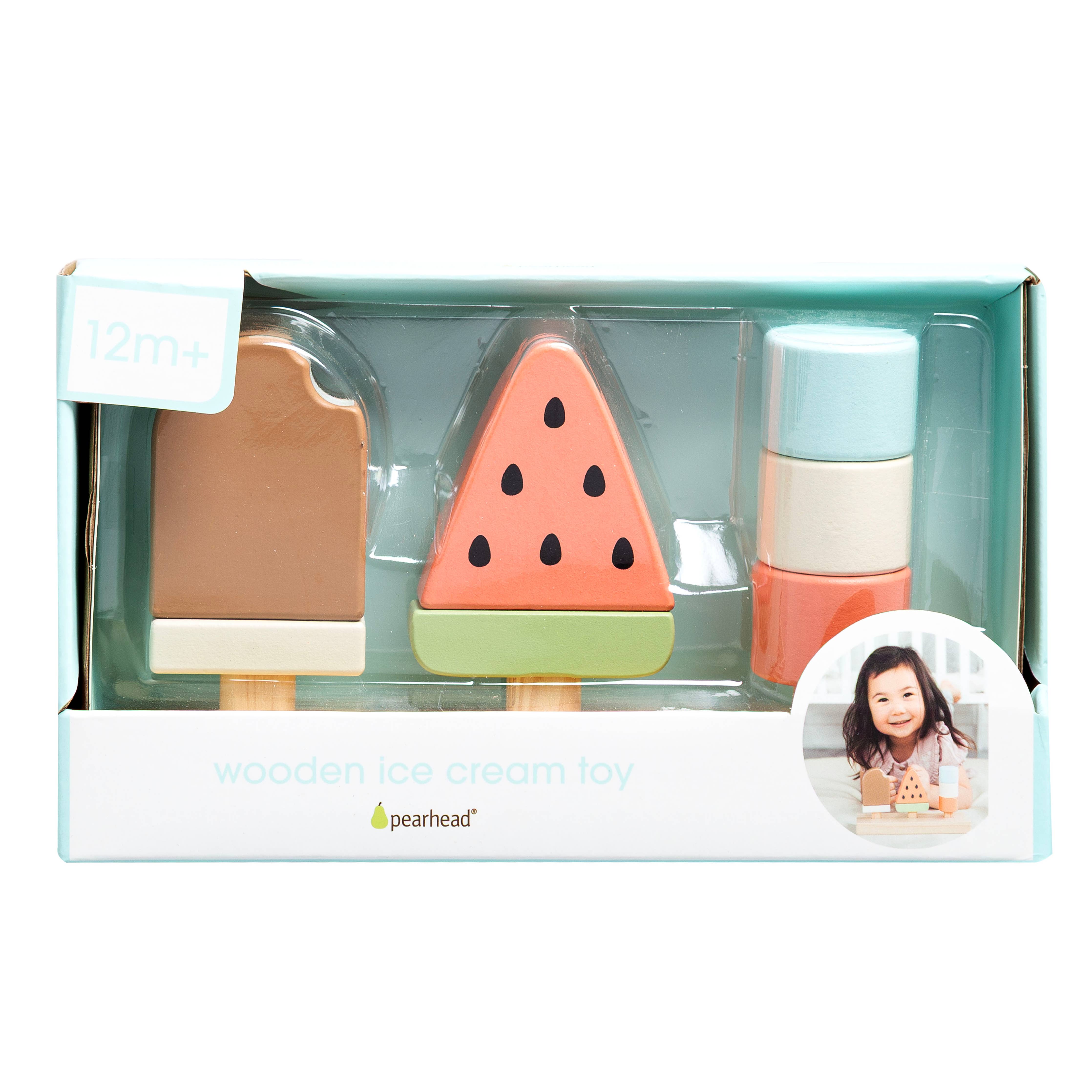 Wooden Ice Cream Stacking Toy, Toddler Montessori Play Food