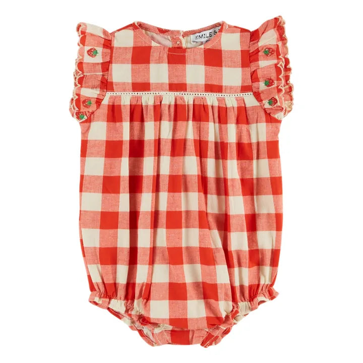 Emile et Ida Strawberry Embroidered Romper