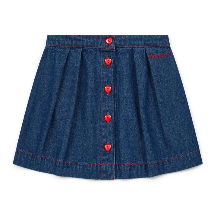 Bonton Denim Skirt with Red Buttons
