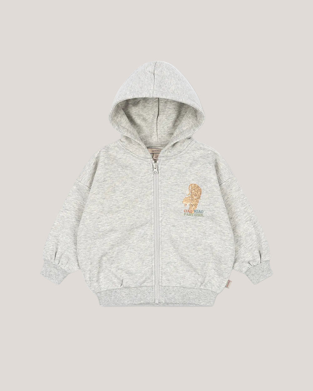 Konges Slojd Lou Sweat Zip Hood in Grey Melange — organic kids clothing