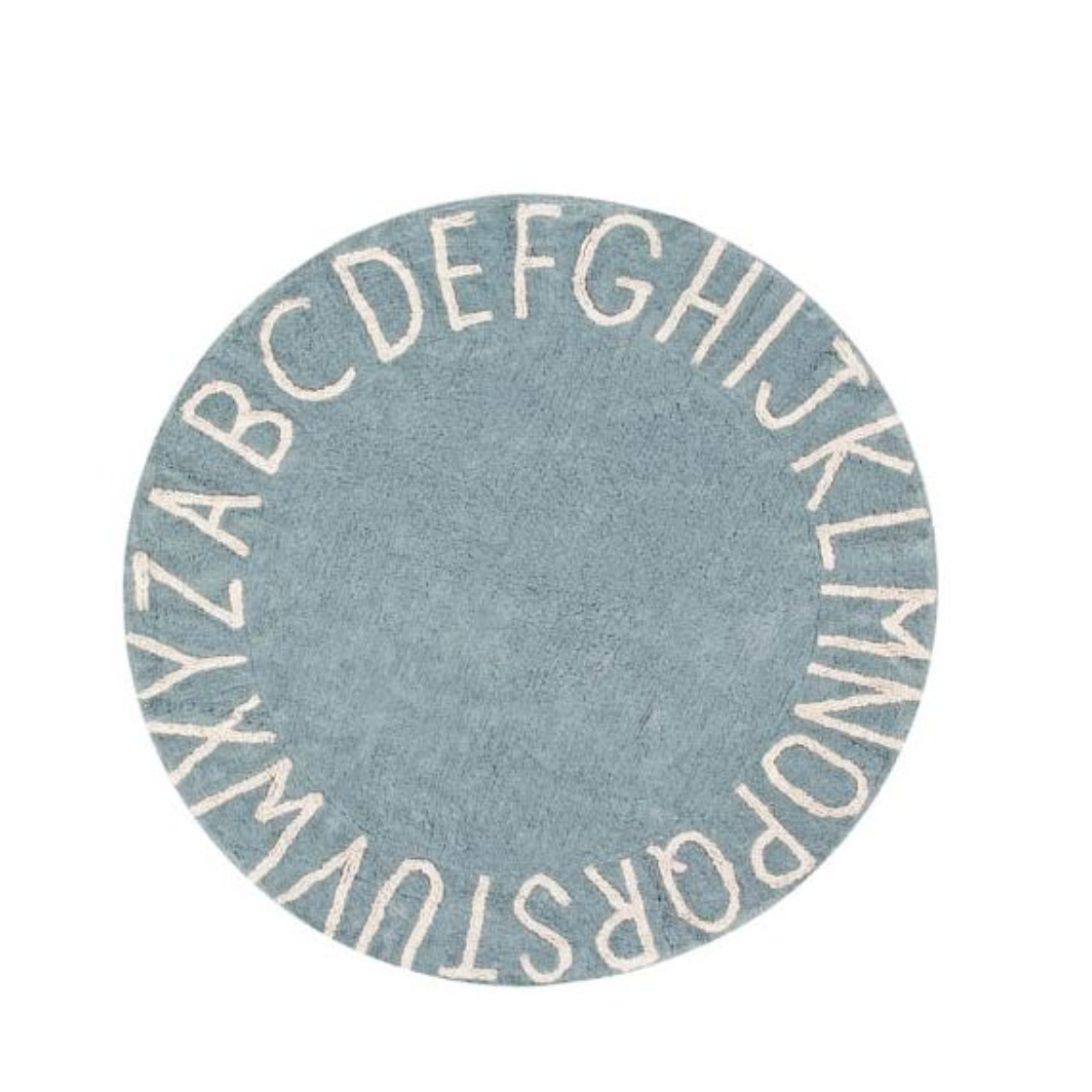 Lorena Canals Washable Rug Round ABC Vintage Blue