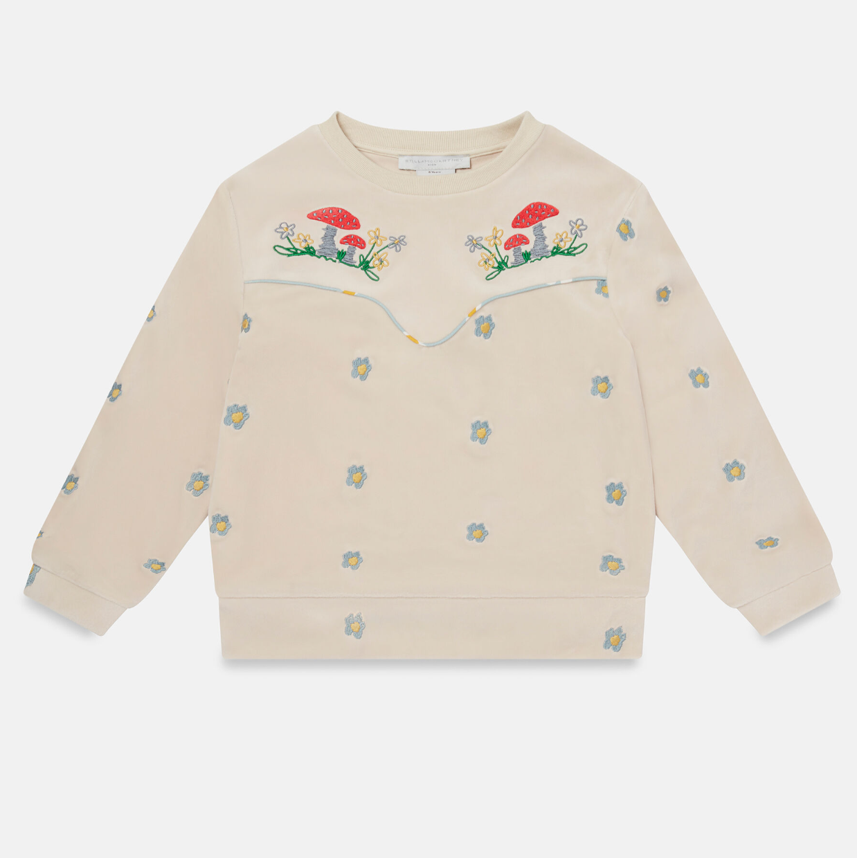 Stella Daises and Mushrooms Embroidered Velour Sweatshirt