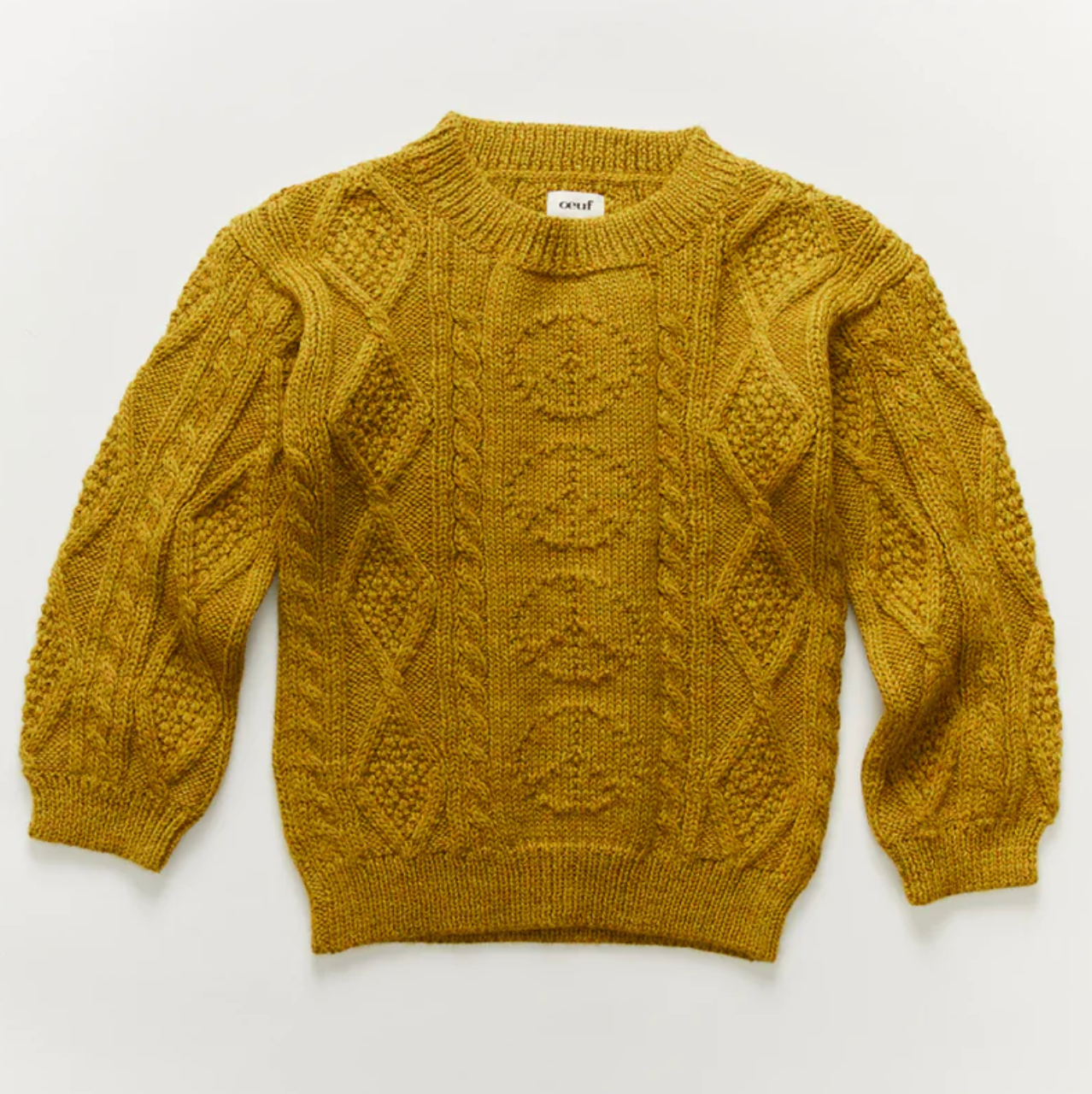 Oeuf Peace Sign Cable Sweater - Artichoke