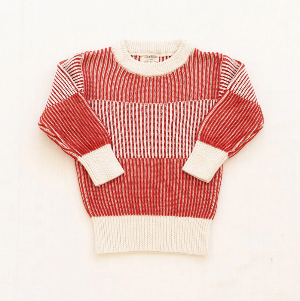 Fin & Vince Stripe Loop Sweater - Brick Red