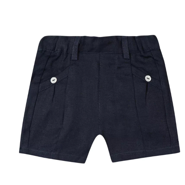Navy Linen Shorts