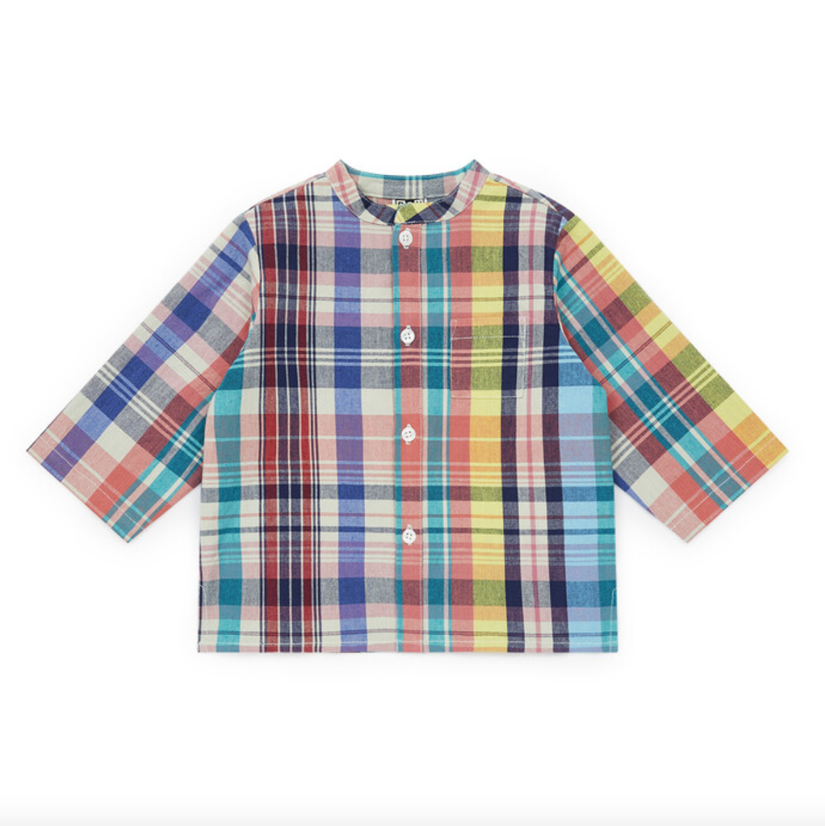 Bonton Check Cotton Madras Baby Boy Button Down